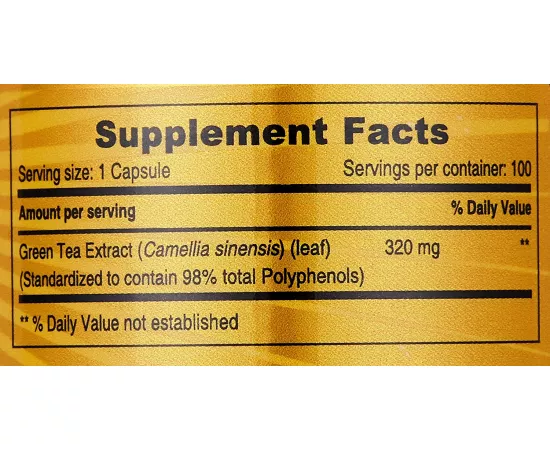 Sunshine Nutrition Green Tea 320 mg Capsules 100's
