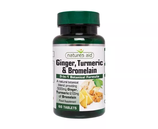 Natures Aid Ginger Turmeric & Bromelain Tablets 60's