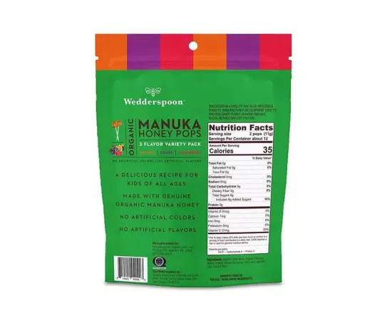 Wedderspoon Organic Manuka Honey Pops Kids-Variety pack 24