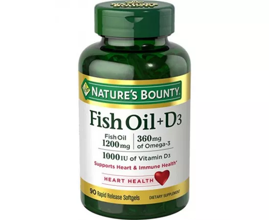 Nature's Bounty Fish Oil 1200mg + D3 1000 IU Rapid Release Softgels