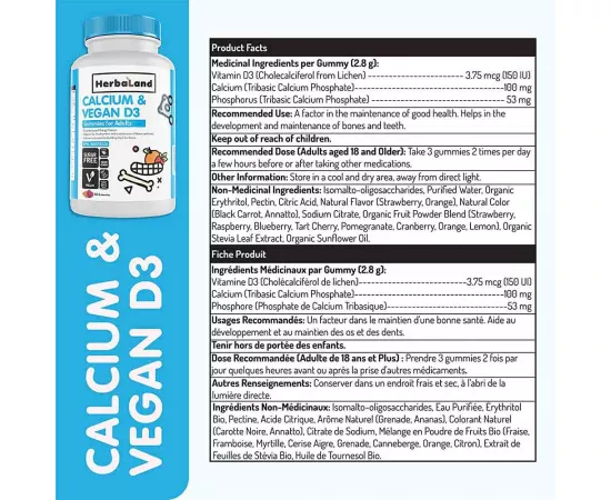 Herbaland Calcium & Vegan D3 60's