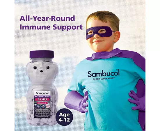 Sambucol Vitamin C For Kids Chewable Blackberry Teddies 60's