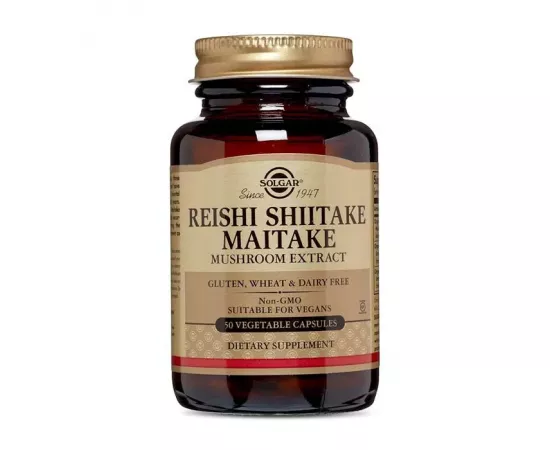 Solgar Reishi Shiitake Maitake Mushroom Extract Vegetable Capsules 50 Count