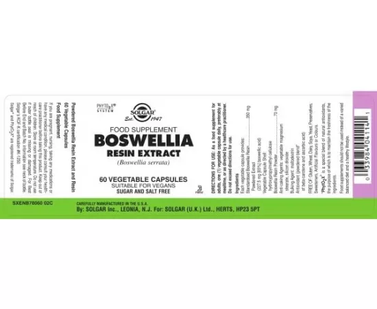 Solgar Boswellia Resin Extract Vegetable Capsules 60's