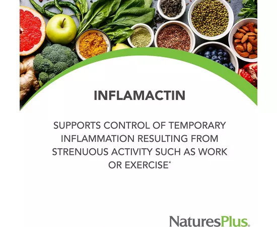 NaturesPlus Herbal Actives InflamActin - 60 Vegetarian Capsules - Anti-Inflammatory Herbal Supplement with Turmeric & Bromelain - Supports Adaptogenic Function - Vegan, Gluten-Free - 30 Servings