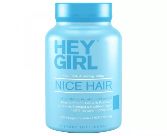 Hey Girl Nutrition Nice Hair Biotin Keratin Vitmain C Veggie Capsules 60's