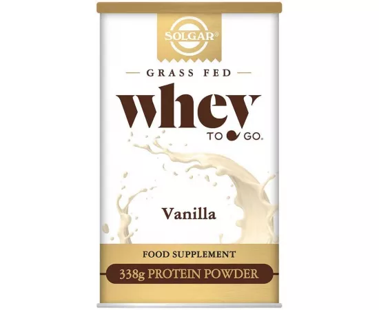 Solgar Grass Fed Whey to Go Protein Powder, Vanilla 338 g