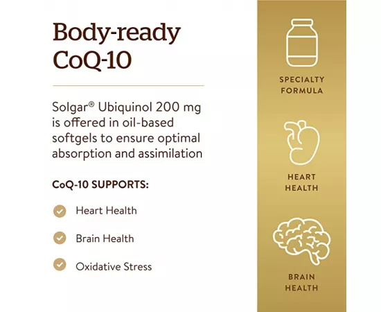 كبسولات CoQ10 الهلامية بتركيز 100 ميللي جرام من سولجار  50's