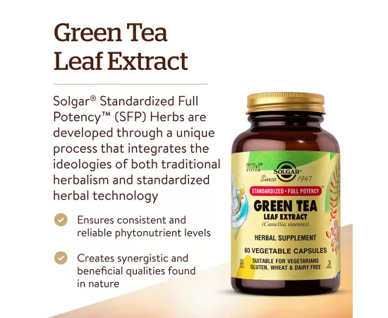 Solgar Green Tea Leaf Extract Vegetable Capsules 60's