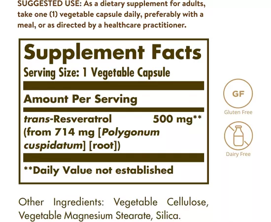 Solgar Resveratrol 500 mg Vegetable Capsules 30's