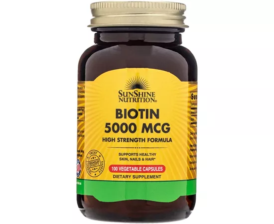 Sunshine Nutrition Biotin Capsules 5000 mcg 100's