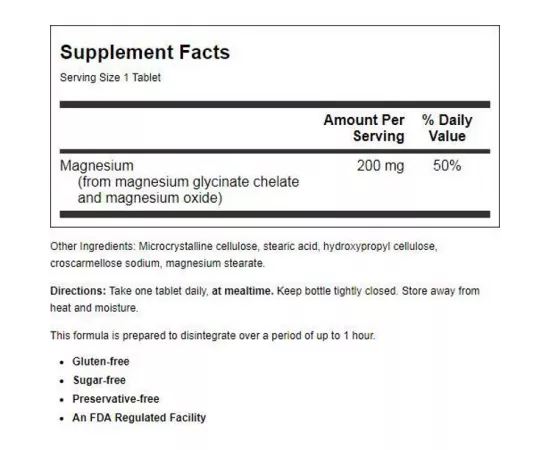 Carlson Chelated Magnesium Bone Muscle Function 200Mg Tablets 90
