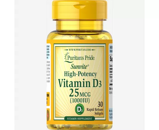 Puritan's Pride High Potency Vitamin D3 1000 IU Softgels 30's