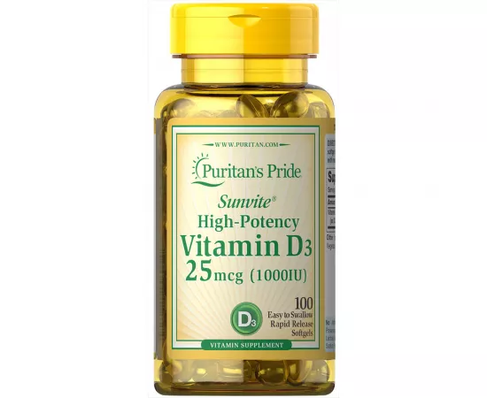Puritan's Pride High Potency Vitamin D3 1000 IU Softgels 100's