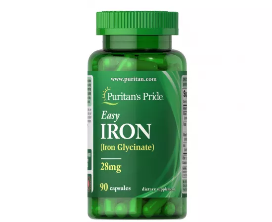 Puritan’s Pride Easy Iron 28 mg (Iron Glycinate) Capsules 90's