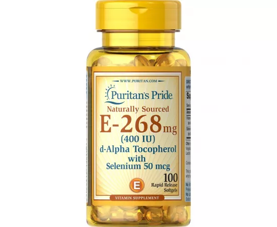 كبسولات فيتامين إي بتركيز 400 IU مع السيلينيوم الهلامية بتركيز 50 مايكرو جرام لتعزيز المناعة من بوريتانز برايد  100  