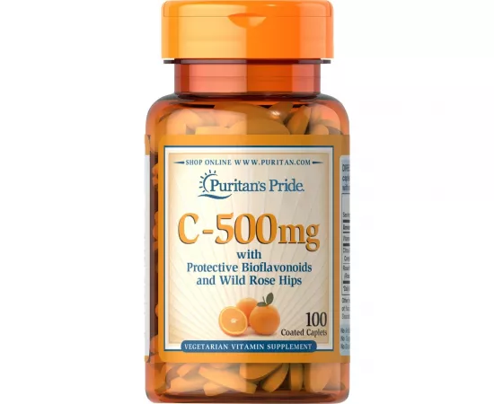 Puritan's Pride Vitamin C-500 mg with Bioflavonoids & Rose Hips Caplets 100's
