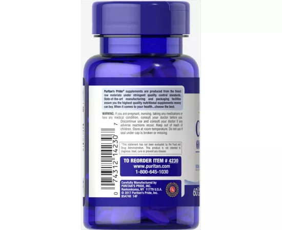 Puritan's Pride Calcium Carbonate 600 mg + Vitamin D 125 IU Tablets 60's