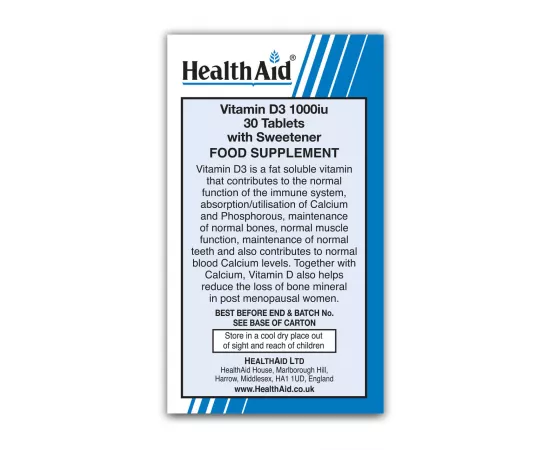 HealthAid Vitamin D3 1000 IU Tablets 30's