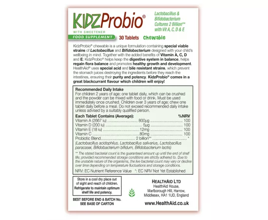 HealthAid KidzProbio Chewable Tablets 30's