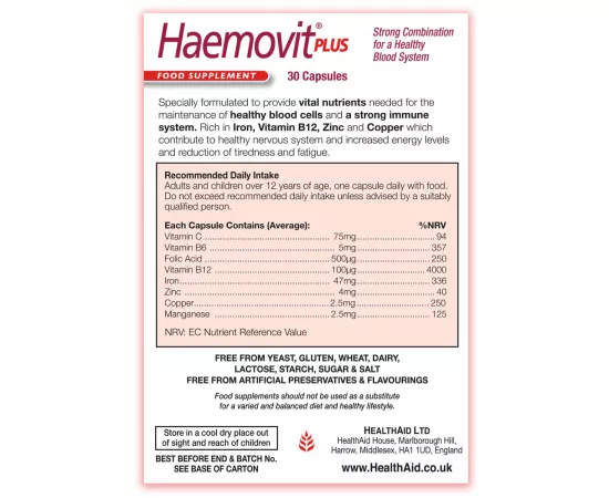 HealthAid Haemovit Plus Capsules 30's