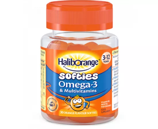 سوفتيز أوميجا 3 بنكهة البرتقال للأطفال من هاليبورانج 30's