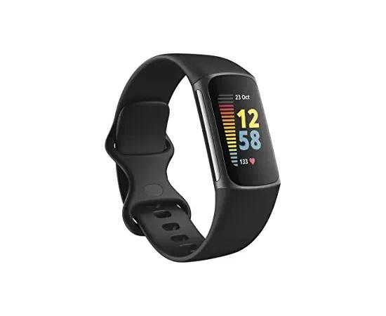 Fitbit Charge 5 Advanced With Tools For Heart Stress Management Black And Graphite Steel Fitness Trainer