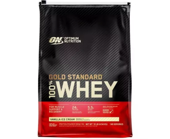 Optimum Nutrition Gold Standard 100% Whey Protein, Vanilla Ice Cream 10 lb (4.54 kg)