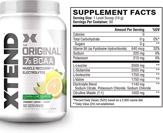 الBCAA الأصلي بنكهة سكويز الليمون الحامض من إكستيند 90 حصة 1260 جرام