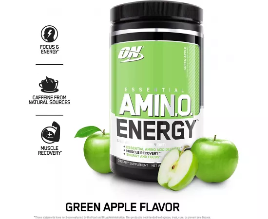  مسحوق الأحماض الأمينية للطاقة لما قبل التمرين من أوبتيموم نيوتريشن بنكهة التفاح الأخضر 30 حصة