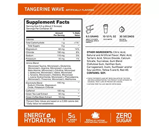 Optimum Nutrition Essential Amino Energy + Electrolytes Tangerine 285g