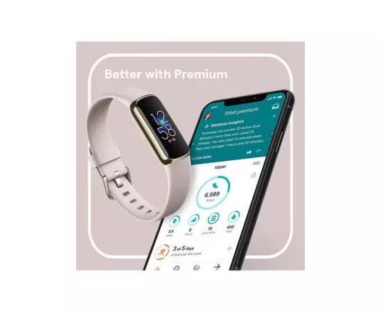 Fitbit Luxe Fitness And Wellness Lunar White And Soft Gold Color Tracker