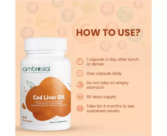 Ambrosial Cod Liver Oil Capsule 300 mg Softgels 60's (BOGO)