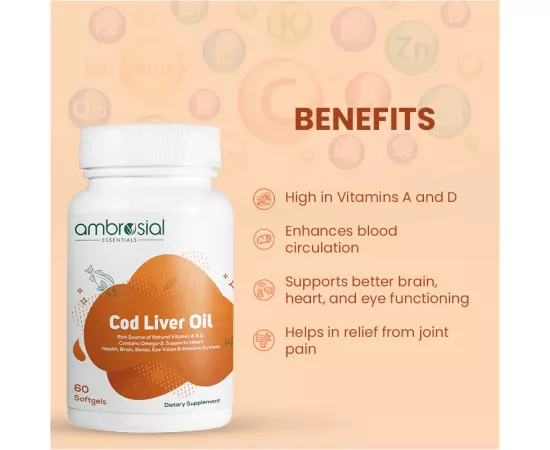 Ambrosial Cod Liver Oil Capsule 300 mg Softgels 60's