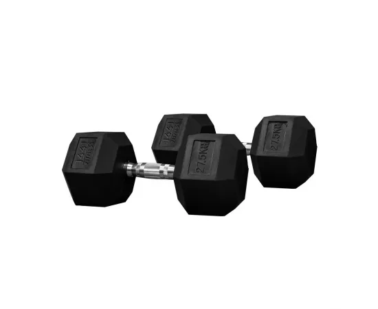 1441 Fitness Rubber Hex Dumbbells (27.5 Kg) â€“ Solid Cast Iron Core Rubber Coated