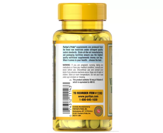 Puritan's Pride High Potency Vitamin D3 1000 IU Softgels 30's
