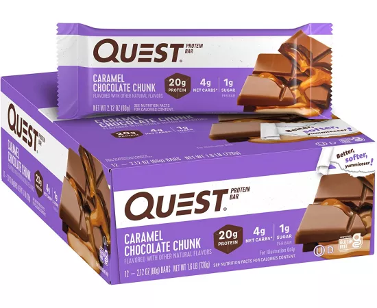 Quest Nutrition Protein Bars Caramel Chocolate Chunk Pack of 12