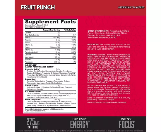 BSN N.O.-Xplode Legendary Pre-Workout Fruit Punch 1.22 lbs (555 g)