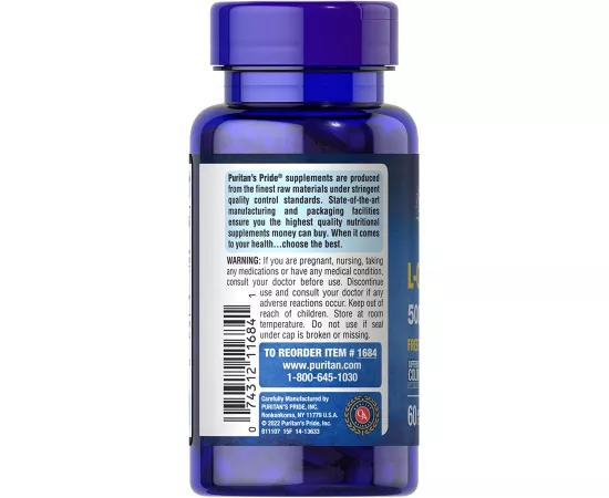 Puritan's Pride L-Carnitine Fumarate 500 mg Caplets 60's