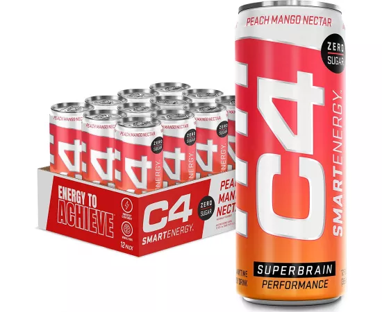 C4 Smart Energy Drink Peach Mango Nectar 16 Oz - 12 Pack