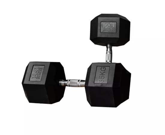 1441 Fitness Rubber Hex Dumbbells (35 Kg) â€“ Solid Cast Iron Core Rubber Coated Head