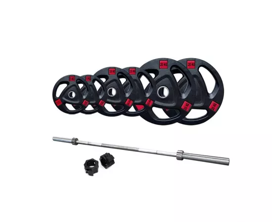 6 ft Olympic Barbell With Plates Set | 100 kg