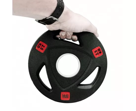 1441 Fitness Black Red Tri-Grip Olympic Rubber Plates 2.5 Kg