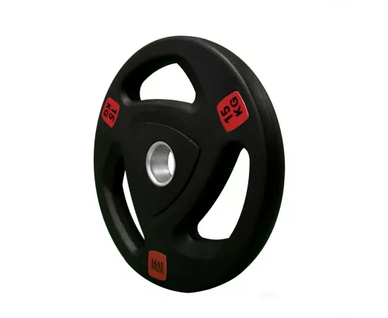 1441 Fitness Black Red Tri-Grip Olympic Rubber Plates 15 Kg