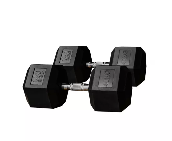 1441 Fitness Rubber Hex Dumbbells (40 Kg) â€“ Solid Cast Iron Core Rubber Coated