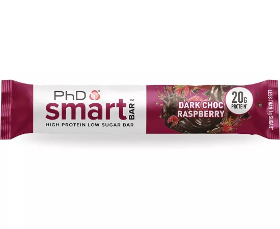 PhD Smart Bar Dark Chocolate Raspberry 20 gm Protein 64g