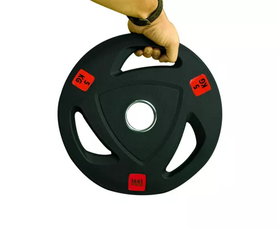 1441 Fitness Black Red Tri-Grip Olympic Rubber Plates 5 Kg