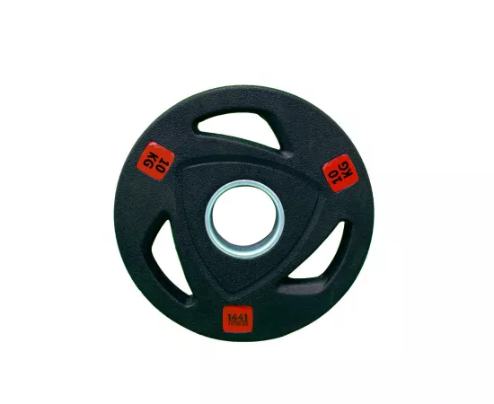 1441 Fitness Black Red Tri-Grip Olympic Rubber Plates 10 Kg