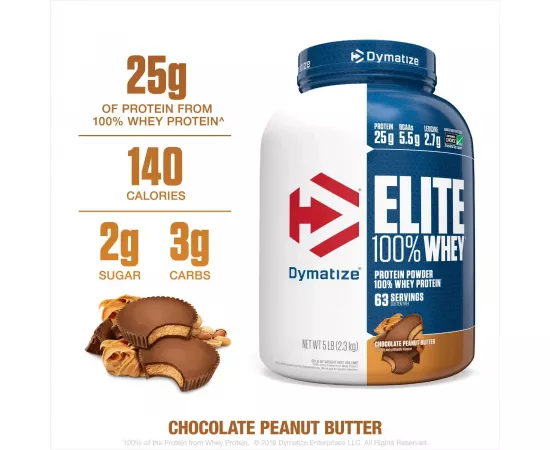Dymatize Elite 100% Whey Protein Powder Chocolate Peanut Butter 5 lb (2.3 kg)