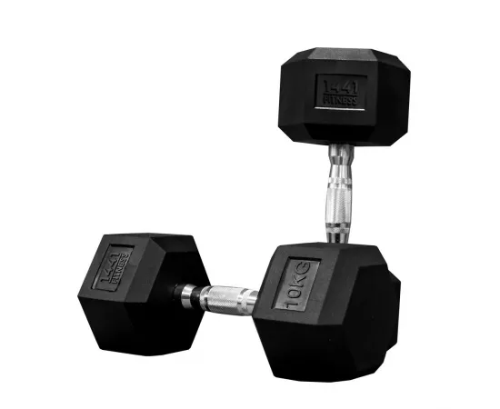 1441 Fitness Rubber Hex Dumbbells (10 Kg) – Solid Cast Iron Core Rubber Coated Head Dumbbell Weights for Exercises at Home and Commercial Gym [CLONE]